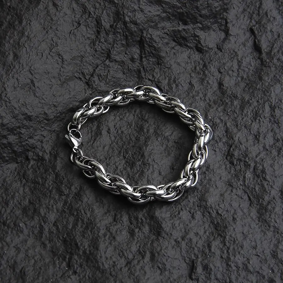 Sterling Silver Retro Distressed Mantra Bracelet